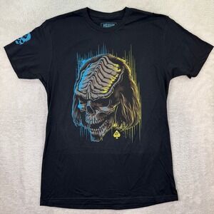 NEW Zero Foxtrot T Shirt Mens Medium Black Graphic Tee Skull Skeleton Head Alien